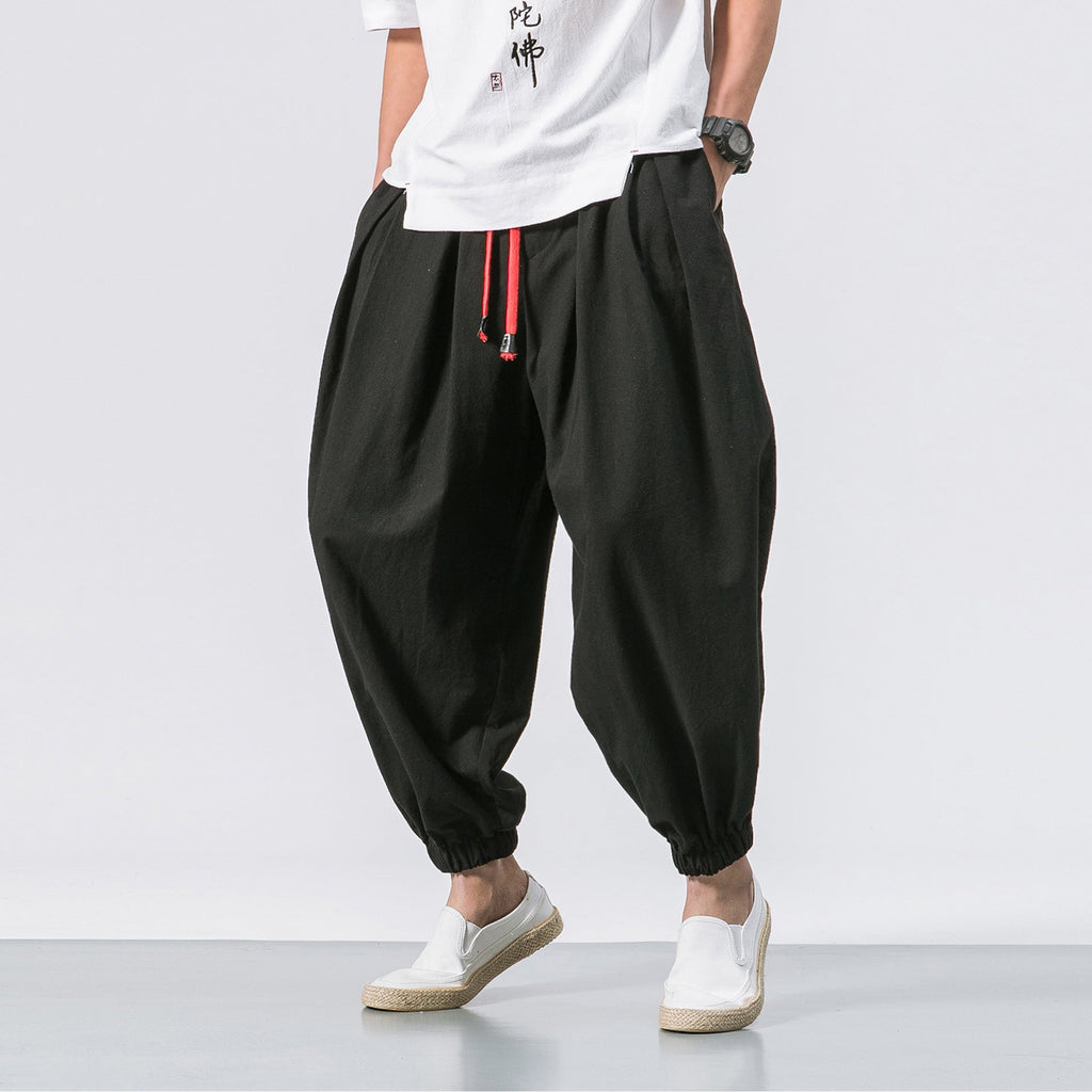 Men’s Loose Fit Harem Pants – Elastic Cuff & Drawstring Waist