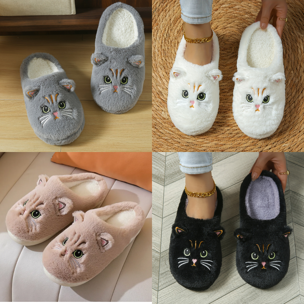 Luna  - Cat Plush Slippers