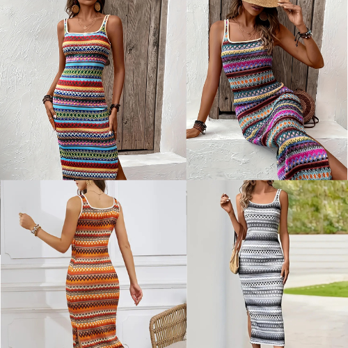 Striped Knit Maxi Dress