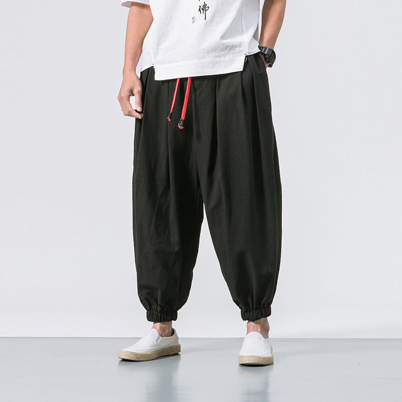 Men’s Loose Fit Harem Pants – Elastic Cuff & Drawstring Waist